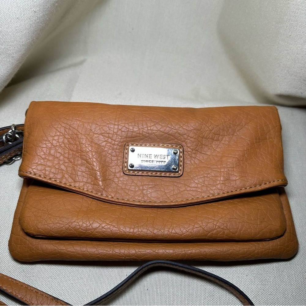 Nine West Bourbon Coralia Mini Tunnel Brown Crossbody Clutch Bag